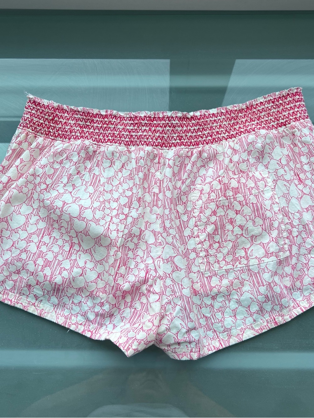aerie Pink and White Smocked Waist Lounge Shorts - Picture 2 of 5